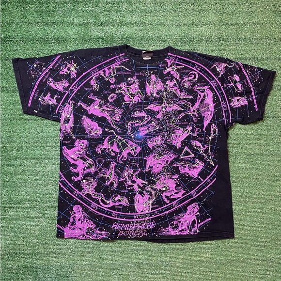 Vintage 1993 LIQUID BLUE Space CONSTELLATIONS Shirt Size 2XL Astrology Zodiac - Picture 1 of 8